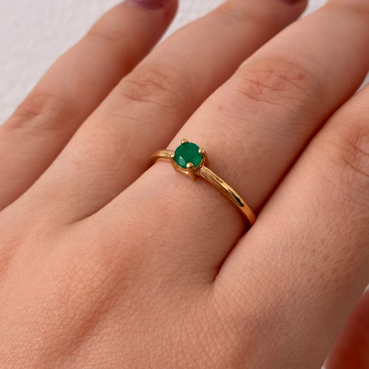 ANILLO SOLITARIO ESMERALDA NATURAL 28 PUNTOS 2,31GR TALLA 7 ORO AMARILLO COL 18K