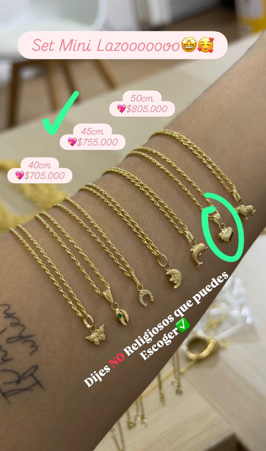 SET MINI LAZO + DIJE CORAZON