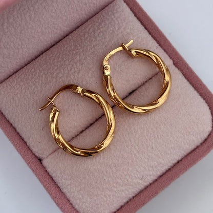 CANDONGAS TRENZADAS LISAS 2CM ORO AMARILLO COL 18K - 1,88GR