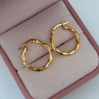 CANDONGAS TRENZADAS LISAS 1,7CM ORO AMARILLO COL 18K - 1,24GR